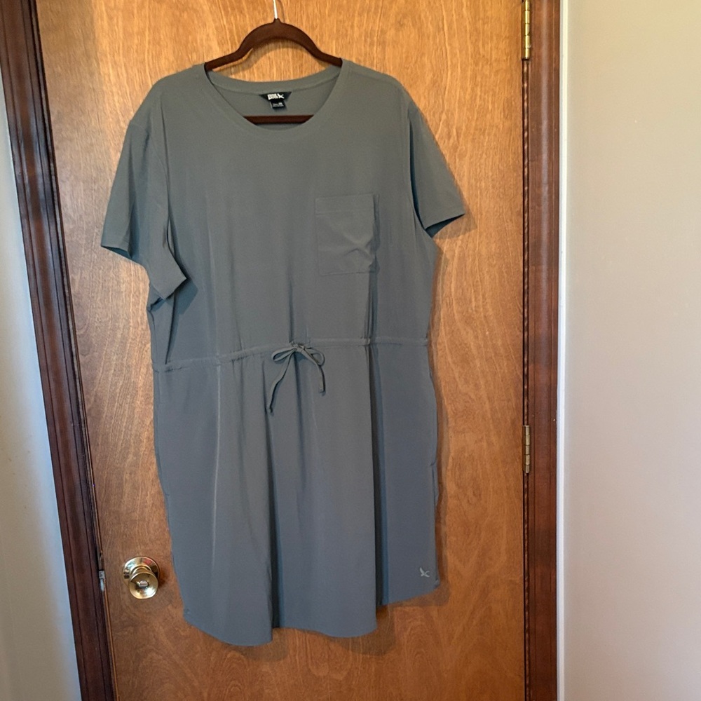 Eddie Bauer Olive Green Drawstring Pocket T-Shirt Dress